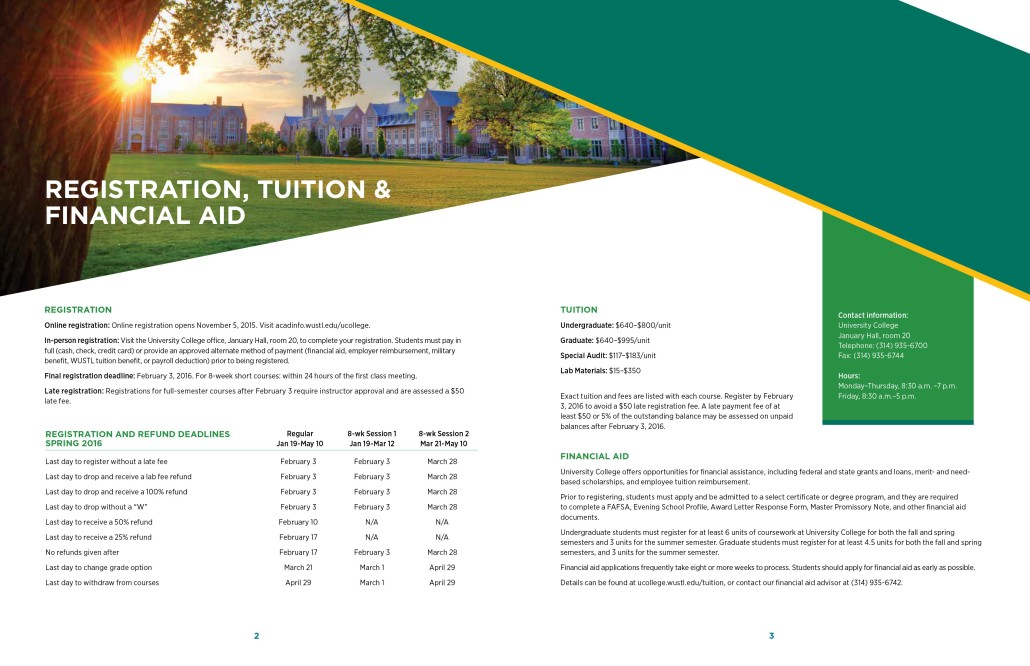 WUSTL Course Catalog Spring 2016